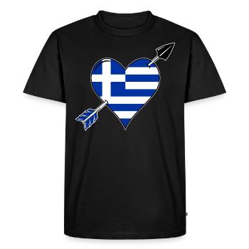 Grèce Flag Coeur Amour - T-shirt Premium bio Homme - noir - Devant - Nico (187cm)