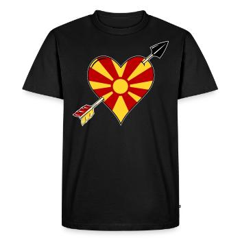 Macedonia Flag Heart Love - Men's Premium Organic T-Shirt - black - Front - Nico (187cm)