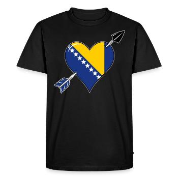 Bosnia flag heart love - Men's Premium Organic T-Shirt - black - Front - Nico (187cm)