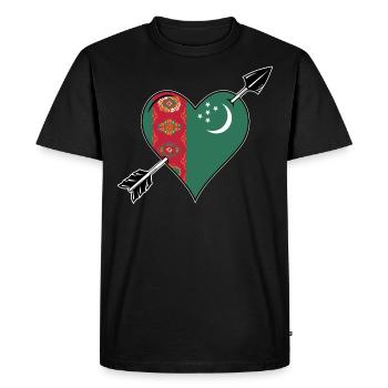 Drapeau du Turkménistan Amour du cœur - T-shirt Premium bio Homme - noir - Devant - Nico (187cm)