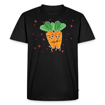 Couple de carottes mignon étreignant les amateurs de carottes - T-shirt Premium bio Homme - noir - Devant - Nico (187cm)