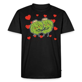 Choux de Bruxelles Couple Étreindre Choux De Bruxelles - T-shirt Premium bio Homme - noir - Devant - Nico (187cm)