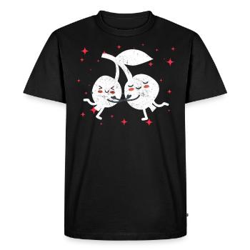 Cute Cranberry Couple Hugging Cranberry Fruits - Men's Premium Organic T-Shirt - black - Front - Nico (187cm)