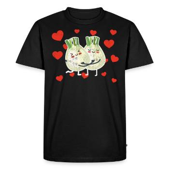 Couple de fenouil mignon étreignant les fruits de fenouil - T-shirt Premium bio Homme - noir - Devant - Nico (187cm)