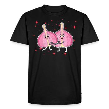 Cute Garlic Couple Hugging Garlic Lovers - Men's Premium Organic T-Shirt - black - Front - Nico (187cm)