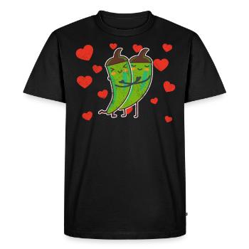 Mignon Couple De Chili Vert Étreindre Les Amateurs De Chili - T-shirt Premium bio Homme - noir - Devant - Nico (187cm)