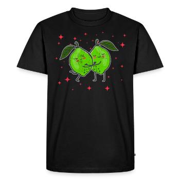 Cute Lime Couple Hugging Lime Citrus Lovers - Men's Premium Organic T-Shirt - black - Front - Nico (187cm)