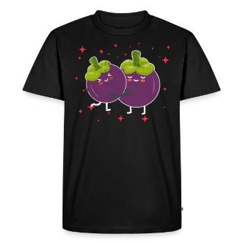 Mignon Couple De Mangoustan Étreignant Les Amateurs De Mangoustan - T-shirt Premium bio Homme - noir - Devant - Nico (187cm)
