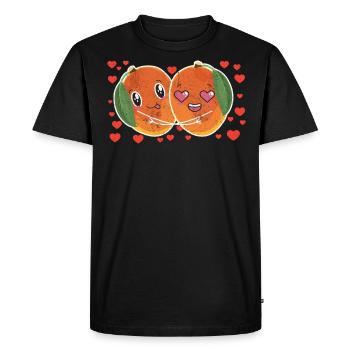 Couple de mangues mignon étreignant les amateurs de fruits de mangue - T-shirt Premium bio Homme - noir - Devant - Nico (187cm)