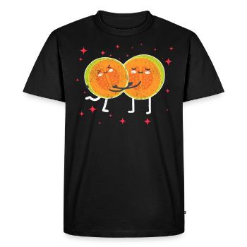 Mignon melon cantaloup couple étreindre les amateurs de melon - T-shirt Premium bio Homme - noir - Devant - Nico (187cm)