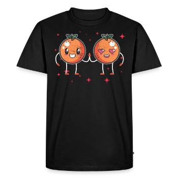 Couple d’oranges mignon étreignant les amateurs de fruits orange - T-shirt Premium bio Homme - noir - Devant - Nico (187cm)