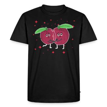 Couple mignon de fruits de la passion étreignant les amateurs de fruits - T-shirt Premium bio Homme - noir - Devant - Nico (187cm)