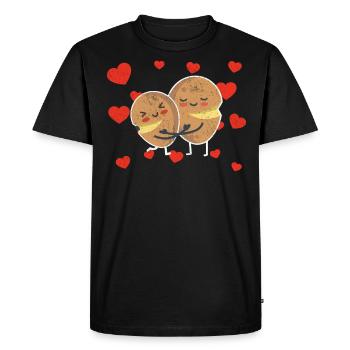 Couple mignon de pommes de terre étreignant les amateurs de fruits de pommes de terre - T-shirt Premium bio Homme - noir - Devant - Nico (187cm)