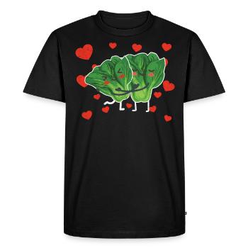 Mignon Couple d’épinards étreignant les épinards feuillus vert - T-shirt Premium bio Homme - noir - Devant - Nico (187cm)