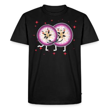 Cute Star Apple Couple Hugging Star Apple Lovers - Men's Premium Organic T-Shirt - black - Front - Nico (187cm)