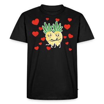 Cute Turnip Couple Hugging Turnip Vegetable Lovers - Men's Premium Organic T-Shirt - black - Front - Nico (187cm)