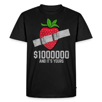 Ruban adhésif fraise amateur de fruits citation drôle - T-shirt Premium bio Homme - noir - Devant - Nico (187cm)