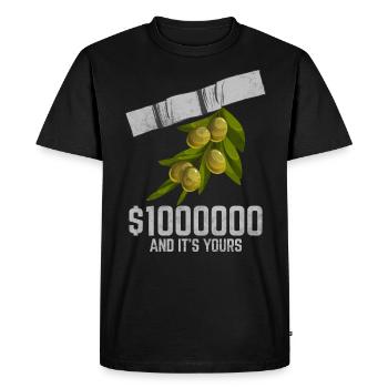 Ruban adhésif Olive Fruit Lover citation drôle - T-shirt Premium bio Homme - noir - Devant - Nico (187cm)