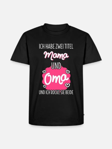 Zwei Titel Mama Oma - Männer Premium Bio T-Shirt - Schwarz