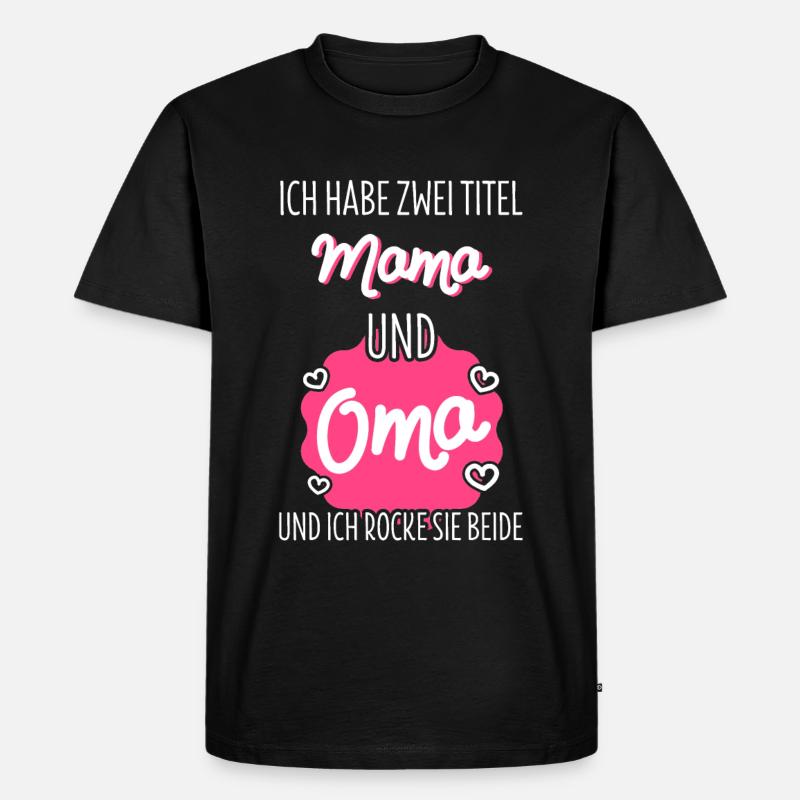 Zwei Titel Mama Oma - Männer Premium Bio T-Shirt - Schwarz