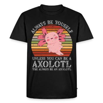 Salamandre amphibienne Axolotl - T-shirt Premium bio Homme - noir - Devant - Nico (187cm)