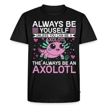 Salamandre amphibienne Axolotl - T-shirt Premium bio Homme - noir - Devant - Nico (187cm)