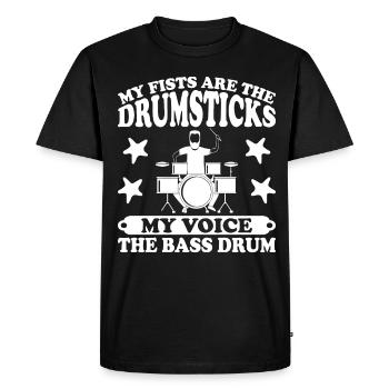 Batteur Drumsticks Drums Musiciens - T-shirt Premium bio Homme - noir - Devant - Nico (187cm)