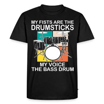 Batteur Drumsticks Drums Musiciens - T-shirt Premium bio Homme - noir - Devant - Nico (187cm)