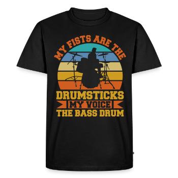 Batteur Drumsticks Drums Musiciens - T-shirt Premium bio Homme - noir - Devant - Nico (187cm)