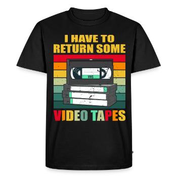 Video Cassette Tape Nineties Gift - Men's Premium Organic T-Shirt - black - Front - Nico (187cm)