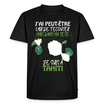 Ile Tahiti Idée Cadeau Homme Femme - T-shirt Premium bio Homme - noir - Devant - Nico (187cm)