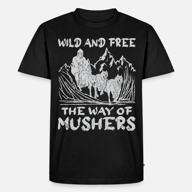 Alaska Mushing Hundeschlittenfahrer Huskies - Männer Premium Bio T-Shirt - Schwarz