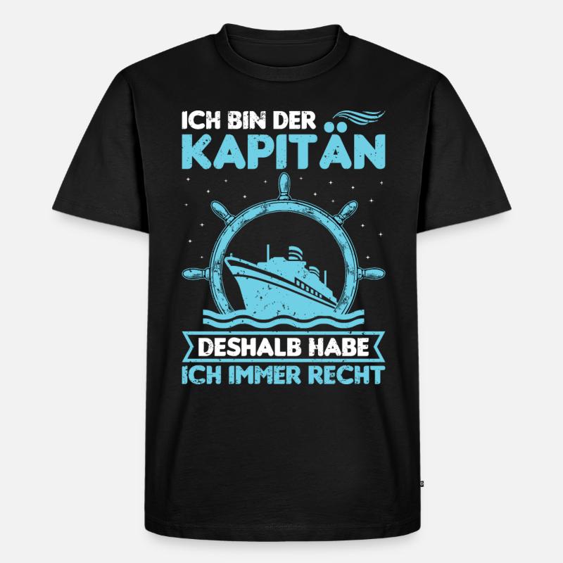 Kapitän Bootsschein Segeln Boot - Männer Premium Bio T-Shirt - Schwarz