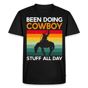 Des trucs de cow-boy fabriqués par Farm Rancher - T-shirt Premium bio Homme - noir - Devant - Nico (187cm)