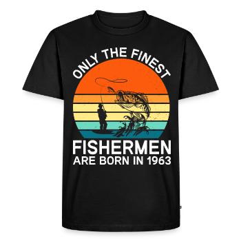 Born 1963 Fischen Fischer Angler Angeln - Men's Premium Organic T-Shirt - black - Front - Nico (187cm)