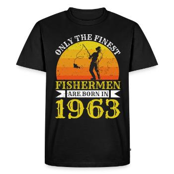 Born 1963 Fischen Fischer Angler Angeln - Men's Premium Organic T-Shirt - black - Front - Nico (187cm)