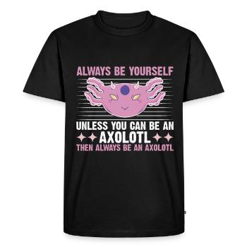 Salamandre amphibienne amphibie d’Axolotl - T-shirt Premium bio Homme - noir - Devant - Nico (187cm)