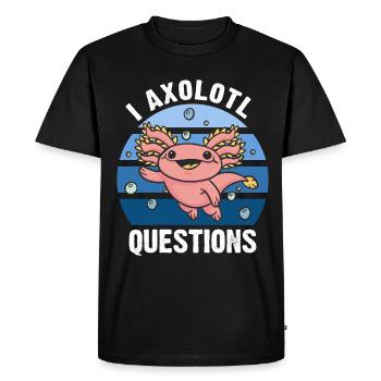 Salamandre amphibienne amphibie d’Axolotl - T-shirt Premium bio Homme - noir - Devant - Nico (187cm)