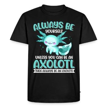 Salamandre amphibienne amphibie d’Axolotl - T-shirt Premium bio Homme - noir - Devant - Nico (187cm)