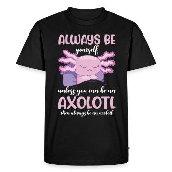 Salamandre amphibienne amphibie d’Axolotl - T-shirt Premium bio Homme - noir - Devant - Nico (187cm)