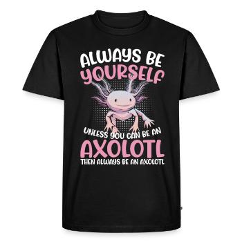 Salamandre amphibienne amphibie d’Axolotl - T-shirt Premium bio Homme - noir - Devant - Nico (187cm)