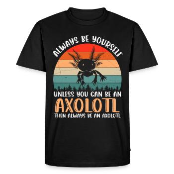 Salamandre amphibienne amphibie d’Axolotl - T-shirt Premium bio Homme - noir - Devant - Nico (187cm)