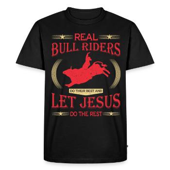 Cowboy Bull Riding Bulls - Men's Premium Organic T-Shirt - black - Front - Nico (187cm)
