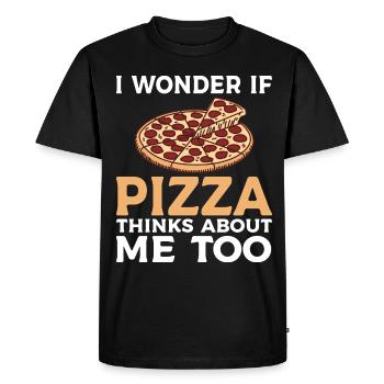 Si la pizza pense aussi à moi Amateurs de pizza - T-shirt Premium bio Homme - noir - Devant - Nico (187cm)