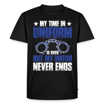 Mon temps en uniforme est terminé policier - T-shirt Premium bio Homme - noir - Devant - Nico (187cm)