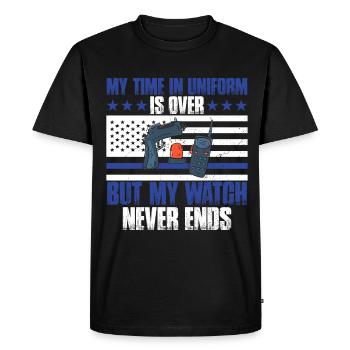 Mon temps en uniforme est terminé policier - T-shirt Premium bio Homme - noir - Devant - Nico (187cm)