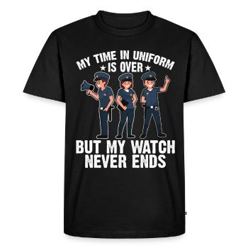 Mon temps en uniforme est terminé policier - T-shirt Premium bio Homme - noir - Devant - Nico (187cm)