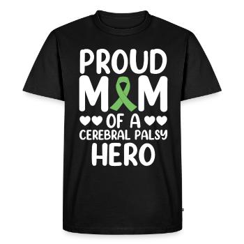 Fière maman de paralysie cérébrale Hero CP - T-shirt Premium bio Homme - noir - Devant - Nico (187cm)