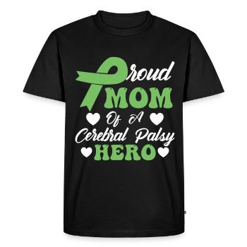 Fière maman de paralysie cérébrale Hero CP - T-shirt Premium bio Homme - noir - Devant - Nico (187cm)