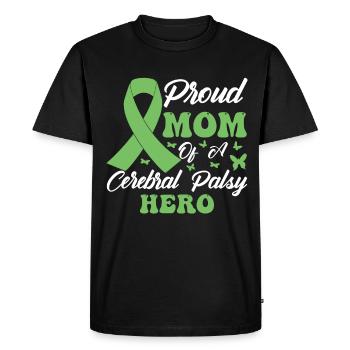 Fière maman de paralysie cérébrale Hero CP - T-shirt Premium bio Homme - noir - Devant - Nico (187cm)